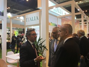 Il Presidente Di Pisa con l'ambasciatore italiano in Spagna, Stefano Sannino, ed il Direttore dell'ICE di Madrid, Marco Verna